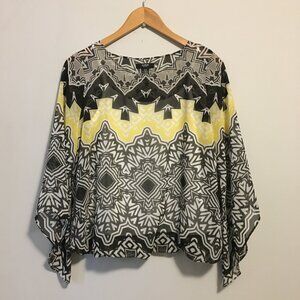 Alfani Modern Geometric Retro Print Bell Sleeve Cover Top & Cami